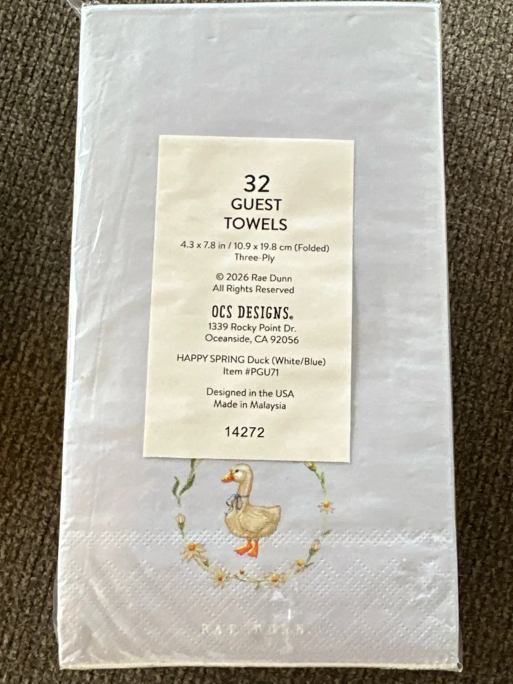 Rae Dunn Goose Duck Happy Spring Napkins Guest Towels 32 3 Ply NIP New